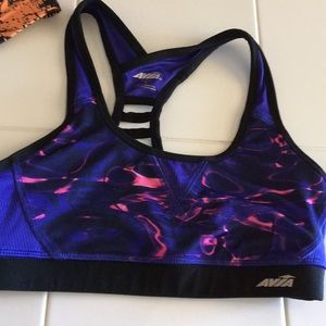 Pink and blue ripple pattern Avia sports bra